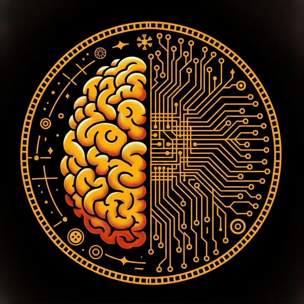 PsyberSpace® Lab logo — a brain and circuit board in gold on black